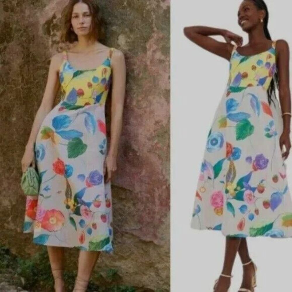 Tuckernuck NEW vivid jardin Floral Dominique Midi Dress X LARGE Multicolor